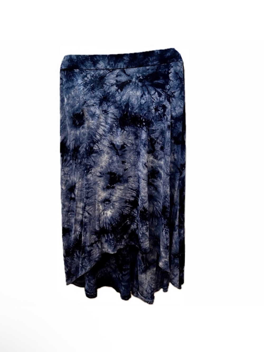 Y2K Navy Blue Tie Dye Summer High Low Lightweight Comfy Skirt